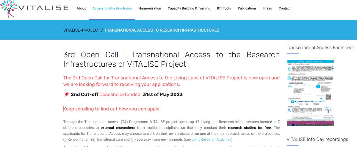 VITALISEproject's tweet photo. 🚨VITALISE #NEWS
📢#3rd_Open_Call for #TransnationalAccess
to @VITALISEproject research infrastructure is #open until 🗓️#May 3⃣1⃣st
👉Submit your application the #soonest ⏳
ℹ️ Evaluation✅ is conducted on #first_come #first_served basis.
🎟️Submission: https://t.co/1cSqYbXx5P https://t.co/8YgyehkH3R