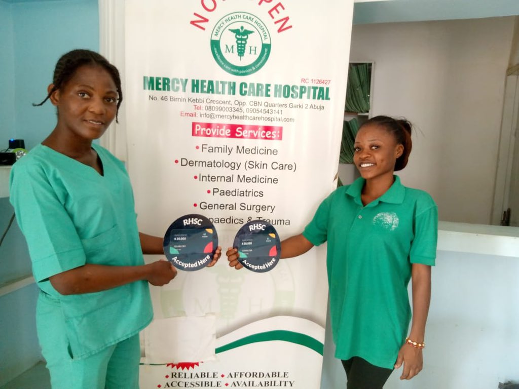 RenderHealth's tweet photo. Render Health Saving Card (RHSC) is now available as a payment option at Mercy Healthcare hospital in Abuja. Get access to good healthcare without the hassle! Big thanks to the hospitals staff and management teams for making the onboarding process simple and efficient! #RHSC https://t.co/1zlZeu3diY