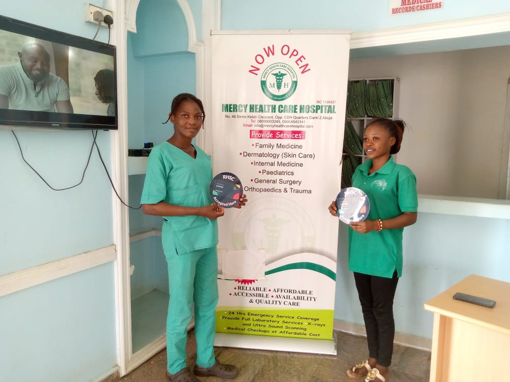 RenderHealth's tweet photo. Render Health Saving Card (RHSC) is now available as a payment option at Mercy Healthcare hospital in Abuja. Get access to good healthcare without the hassle! Big thanks to the hospitals staff and management teams for making the onboarding process simple and efficient! #RHSC https://t.co/1zlZeu3diY