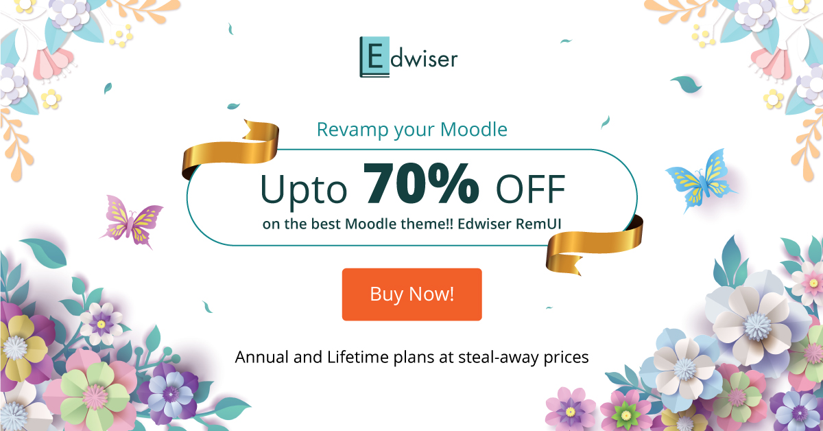 EdwiserLMS's tweet photo. Looking for the best Moodle theme in 2023? If your answer is yes, Check out our new and improved Edwiser RemUI: https://t.co/KIhShQ8CAT get up to 70% OFF on the best Moodle theme! Edwiser RemU| &amp; Annual and Lifetime plans at steal-away prices https://t.co/uTI4ZvR1mi