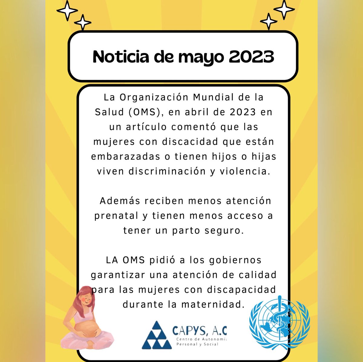 AcCapys's tweet photo. En esta semana que se aproxima el día de las mamás te compartimos esta noticia sobre la maternidad y discapacidad.🤰🏻

𝙀𝙡𝙖𝙗𝙤𝙧𝙖𝙙𝙖 𝙥𝙤𝙧 𝘿𝙞𝙚𝙜𝙤 𝙂𝙞𝙧𝙖𝙪𝙡𝙩.

#maternidad #mujercondiscapacidad #derechoalasalud #FelizLunes https://t.co/Wj9HBRaAQF