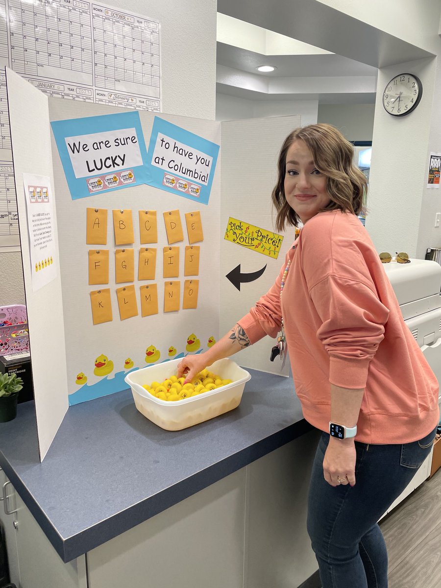 We sure are LUCKY to have Mrs. Grajeda at Columbia. Pick the winning duck Mrs. Grajeda! ⁦<a href="/Columbia_VVUSD/">Columbia Elementary</a>⁩