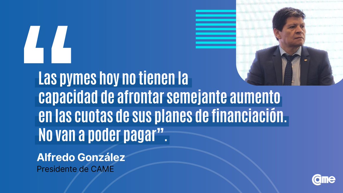 ‼️ "QUE EL ALIVIO FISCAL NO SE CONVIERTA EN UN SALVAVIDAS DE PLOMO"

Ante el incremento de las cuotas que deben abonar las #pymes incluidas en la moratoria de <a href="/AFIPcomunica/">JORGE GARRIDO</a> debido a la suba de la tasa de interés definida por el @BCRA, #CAME manifiesta su preocupación y propone