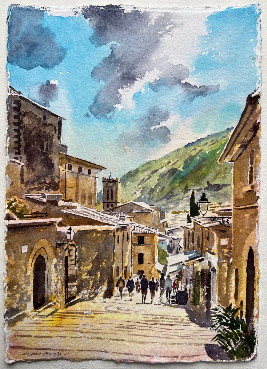Watercolour painting of Pollença, Mallorca.