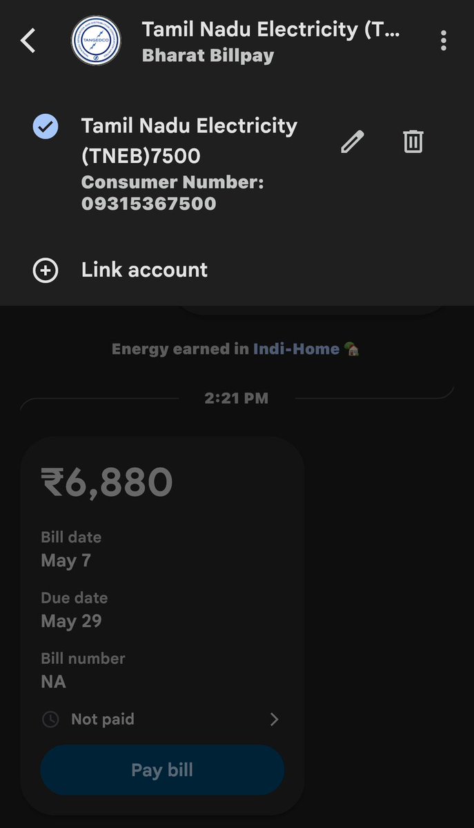 deepakspeaks's tweet photo. @TANGEDCO_Offcl 
This is bill generated for domestic EB connection for a flat in Perumbakkam.
The billing was very abnormal, never had such a huge amount, there are no major electrical equipment too.
We suspect faulty reading or faulty calculation. @dkarthikTOI @V_Senthilbalaji https://t.co/Ia4Xz1ULAa
