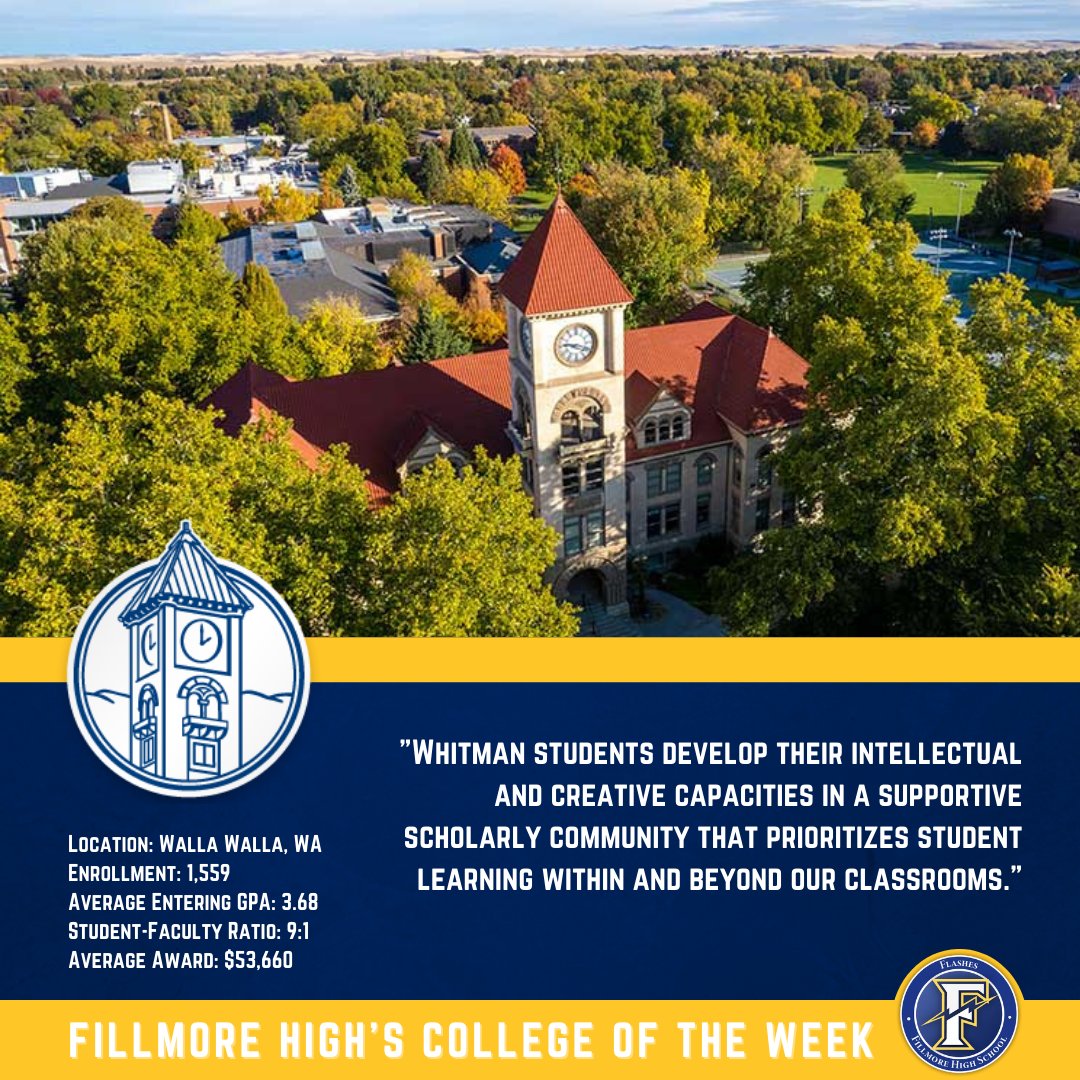 .@whitmancollege students develop their intellectual and creative capacities in a supportive scholarly community that prioritizes student learning within and beyond their classrooms. @KeithGDerrick @CindaFrancis7 @Docmoreland89 @mr_randylgarcia @FlashesAthletic