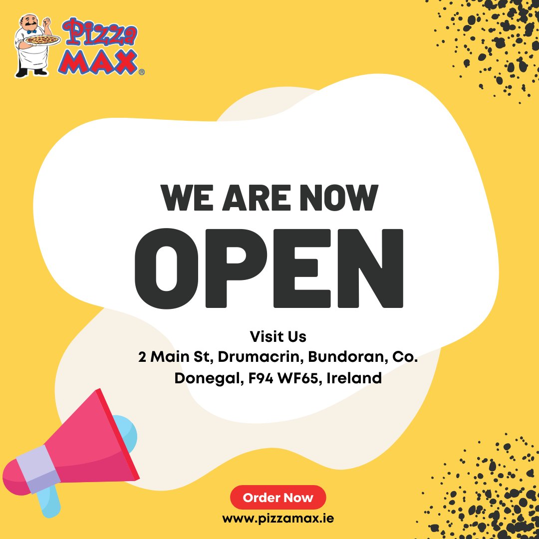 A new beginning with customer satisfaction in mind. Come In We Are Open!😃 #pizzamaxbundoran #pizzamax #pizzamaxireland
💥Open today!💥
#newstore #pizzamax #pizzamaxbundoran #newbeginning #openingtoday #TheBestTInTheCity #ThankYou #thankyouforthesupport. #pizza #pizzatime