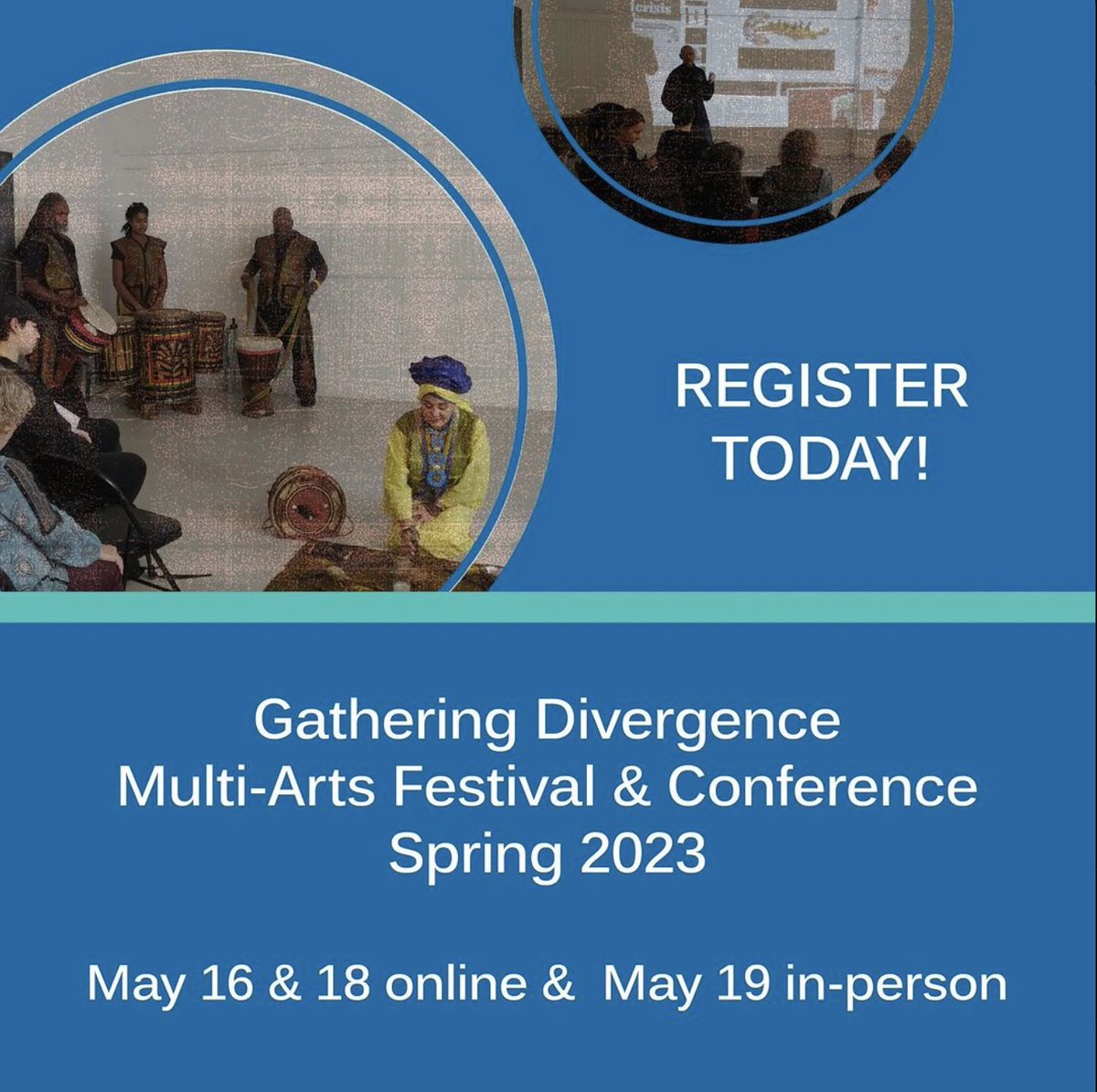 OntarioPresents's tweet photo. The Gathering Divergence Multi-Arts Festival & Conference Spring 2023: Visioning Canada’s IBPOC Artistic Transformation: Implementing Future Strategies. May 16 & 18 online. May 19 in-person
@cpamoontario
https://t.co/6UcWXzvfiZ
#GatheringDivergence #IBPOC #Spring2023 https://t.co/s16Cw9TiyR