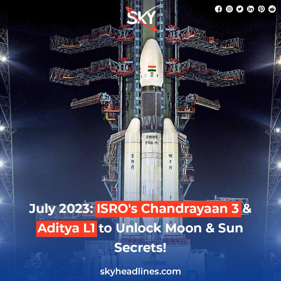 Skyheadliness's tweet photo. Get Ready for July 2023: ISRO's Chandrayaan 3 & Aditya L1 Set to Explore Moon & Sun!
https://t.co/77qytCHOBB
.
.
.
.
.
#ISROMissions #Chandrayaan3 #AdityaL1 #moon #sun #skyheadlines https://t.co/x6mhkfV1MN