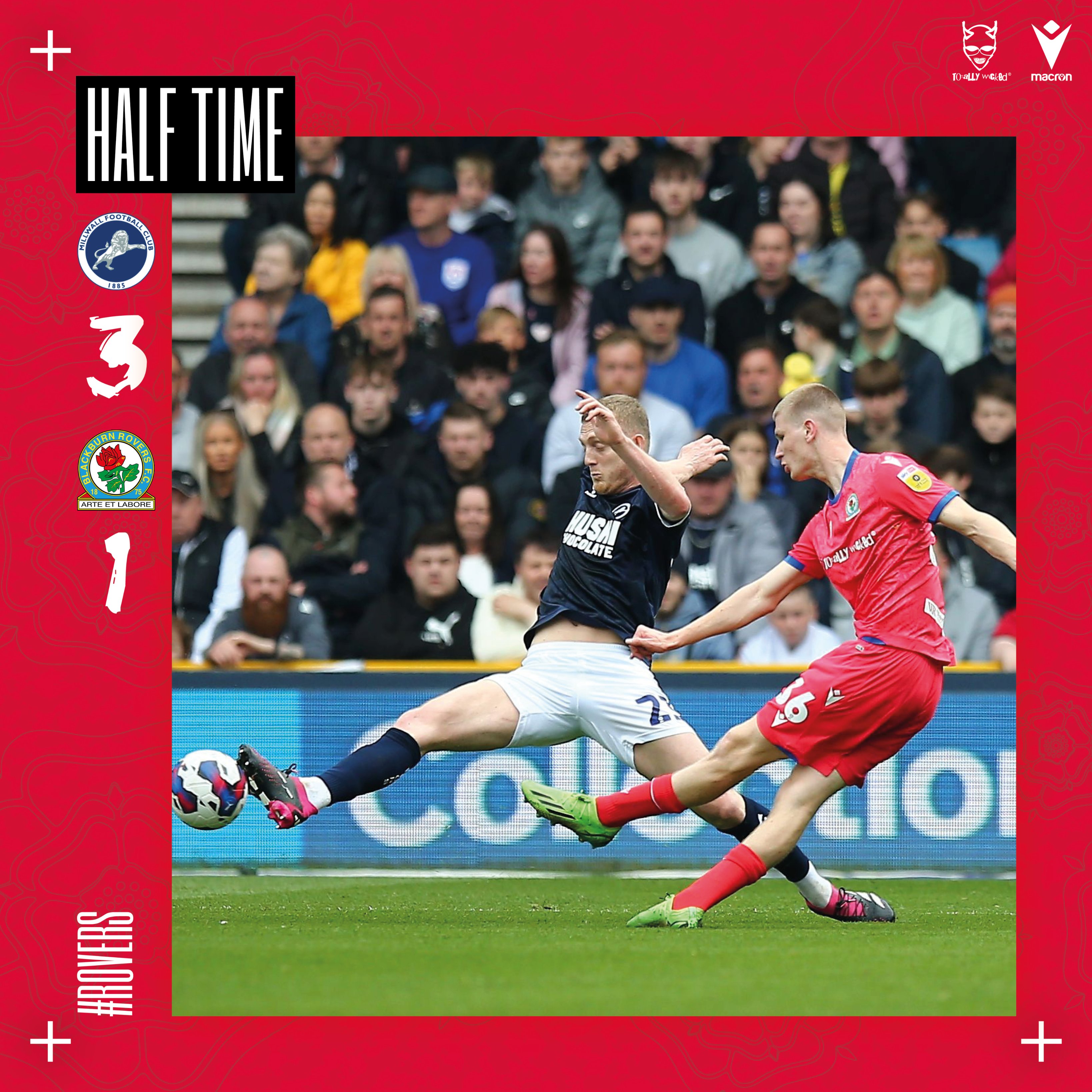 Blackburn Rovers on X: ⏱️ Half-time: #Millwall 3-1 #Rovers Work to do in  the second-half. #MILvROV 🔵⚪  / X