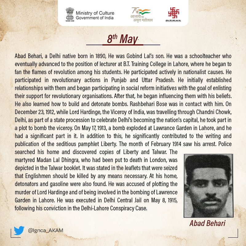 Ignca_AKAM's tweet photo. #AbadBehari #freedomfighter #MinOfCultureGoI #ignca_delhi #AzadiKaAmritMahotsav https://t.co/qfBdml6HMH