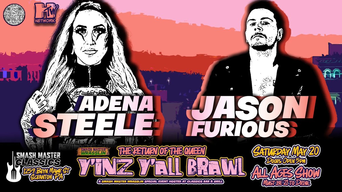 SmashMaster570's tweet photo. 🍻 SMW8: THE YINZ YALL BRAWL
Sat May 20
Classics Bar &amp; Grill 
Scranton, PA
🚪 5pm 🔔 After 🎟️ $15 (advance)
https://t.co/ABZKGcMo6q

Dog Collar: Masty vs Hawthorne
Kit Raff v MV Young
Adena Steele v Jason Furious
DCWM v The Runway https://t.co/AuwOoZfh27