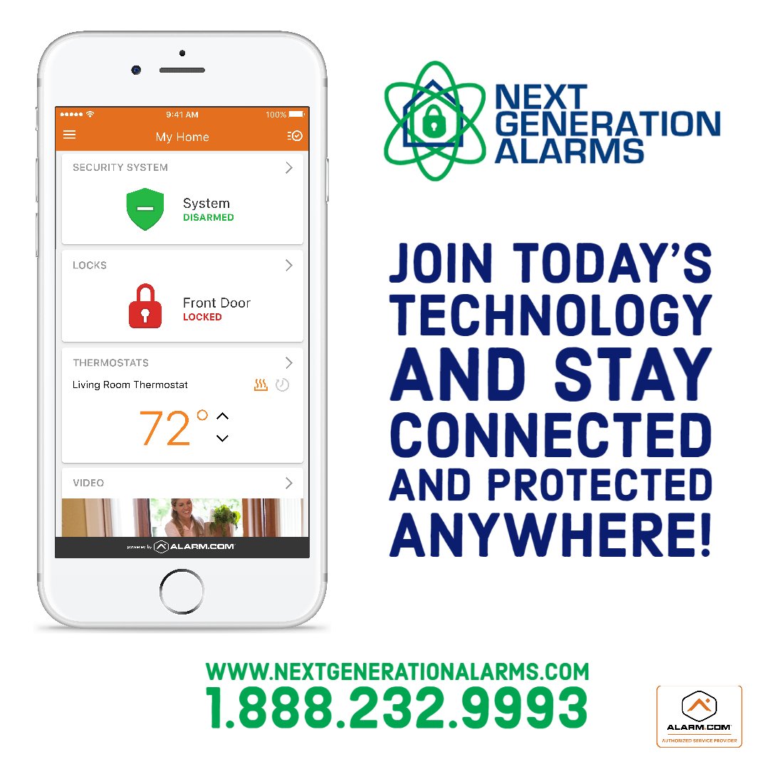 NextGenAlarms's tweet photo. You can remotely arm your system, see alerts, and turn off false alarms right from your mobile device.
Contact NGA today for a no cost quote. Residential and commercial services available. https://t.co/4d4ZHoAeo0