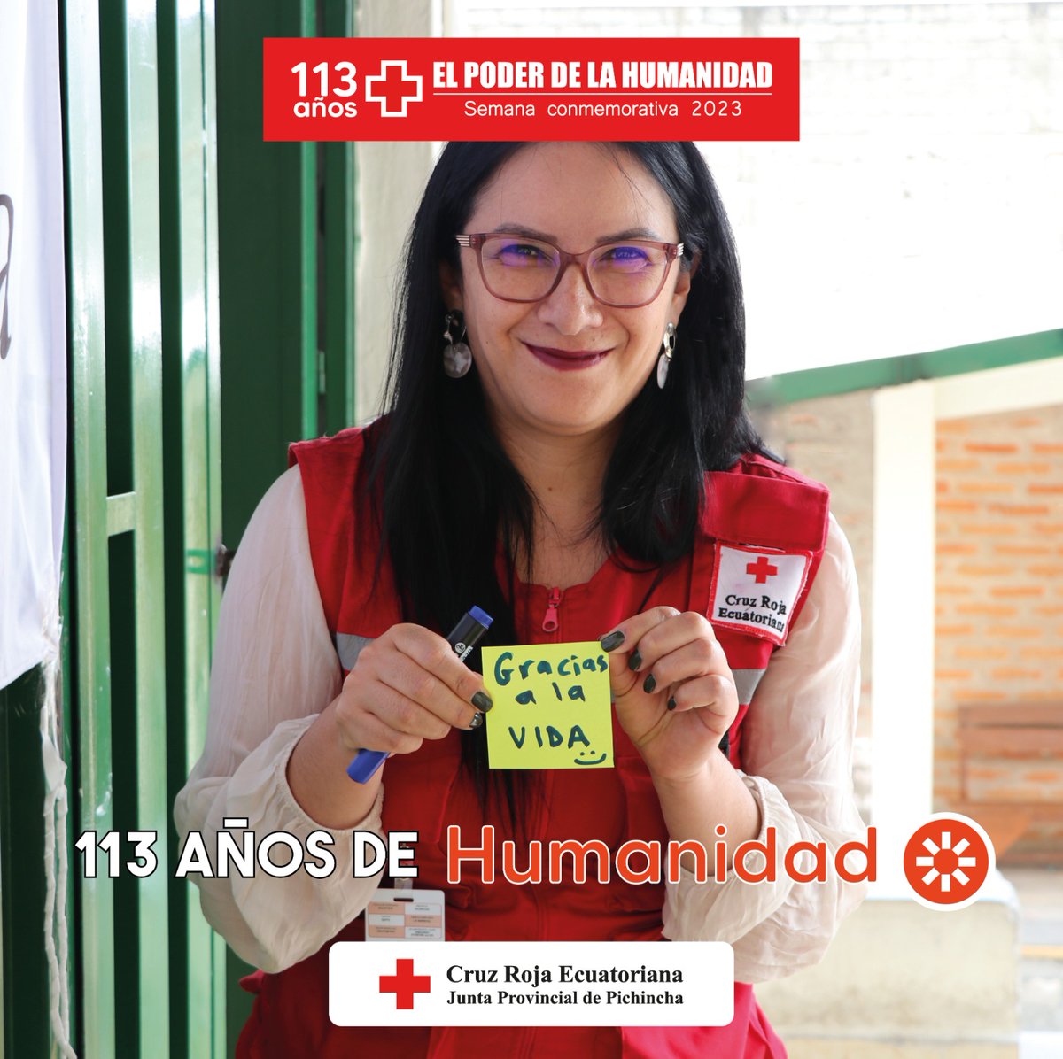 CruzPichincha's tweet photo. La #Humanidad ❤️ es nuestro principio esencial. Significa proteger la vida, la salud y la dignidad humana 🥰. Además, favorece la comprensión mutua, la amistad 🤜🏻🤛🏻, la cooperación y una paz duradera 🕊 entre todos los pueblos. #ElPoderDeLaHumanidad ⛑️ #113AñosCruzRojaEcuatoriana https://t.co/qPjFBYYUDO