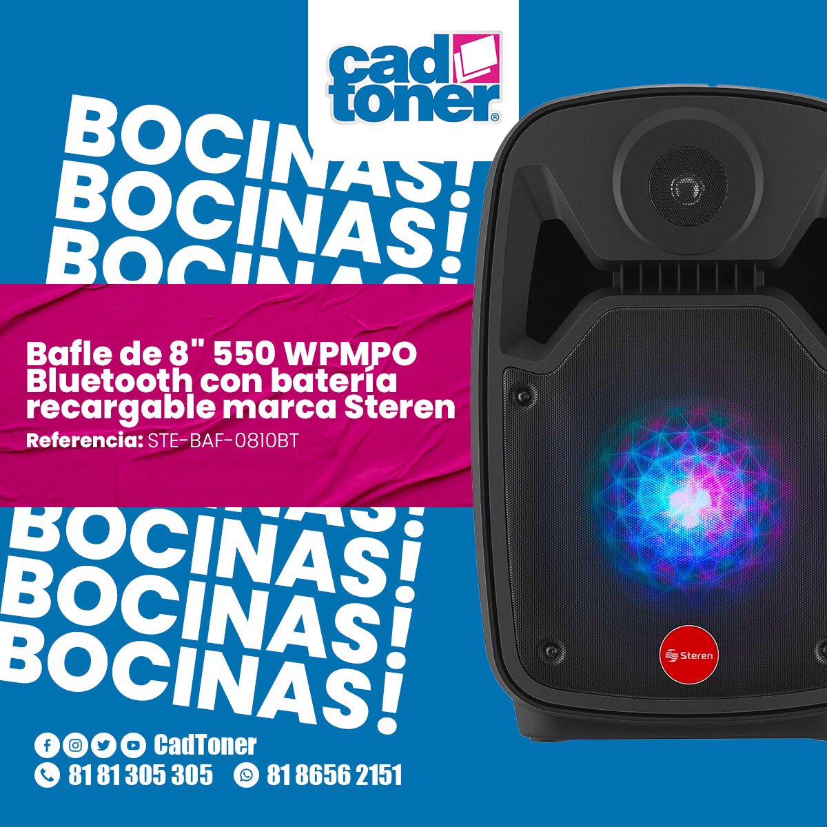 CadToner's tweet photo. ¡Pon el ambiente en tus fiestas con luz y sonido! 🤗

Por su tamaño compacto, peso ligero y gran versatilidad en su alimentación y reproducción, es la mejor opción para que lo lleves a donde quieras armar la fiesta.

☎️ 81-81-305-305
📞 8186562151 https://t.co/fOGJWRK5eQ