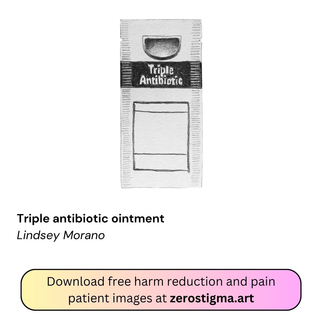 Triple antibiotic ointment by Lindsey Morano
------------
Find illustrations for your next project at zerostigma.art 🎨⁠

#harmreduction⁠
#nostigma⁠
#endstigma⁠
#nomoredrugwar⁠
#harmreductionart⁠
#supportnotstigma⁠
#illustration