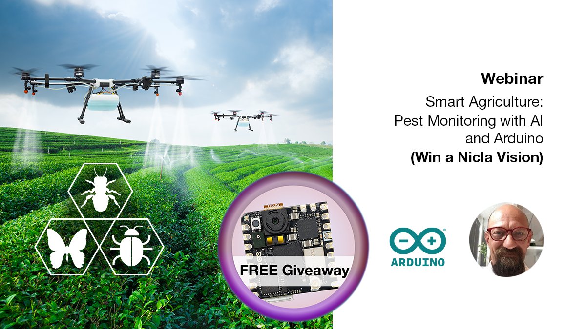 Did you miss this @Arduino webinar on Smart Agriculture? Watch it on demand in our @e14community! Learn how it's possible to remotely evaluate the pest population in vineyards, using Machine Vision and Machine Learning here: bit.ly/3ntOuBU