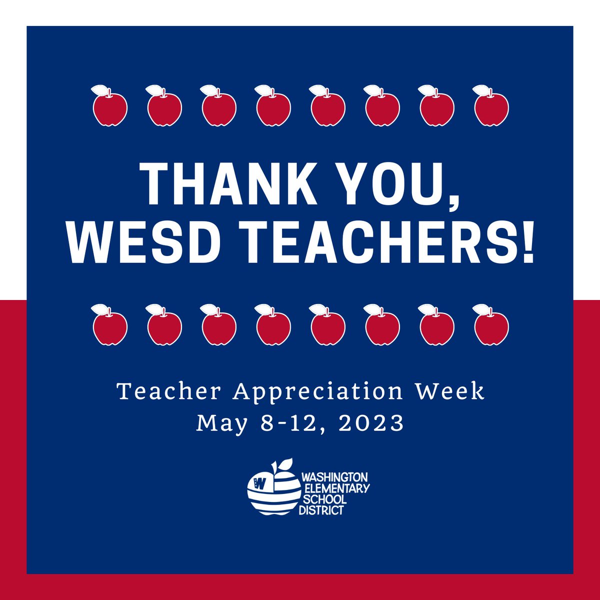 It's officially Teacher Appreciation Week! The #WESDFamily is sending a big thank you to all of our incredible teachers who truly make a difference in the lives of our students each & every day. Join us by thanking your child's teacher(s) this week for all they do! #ThankATeacher
