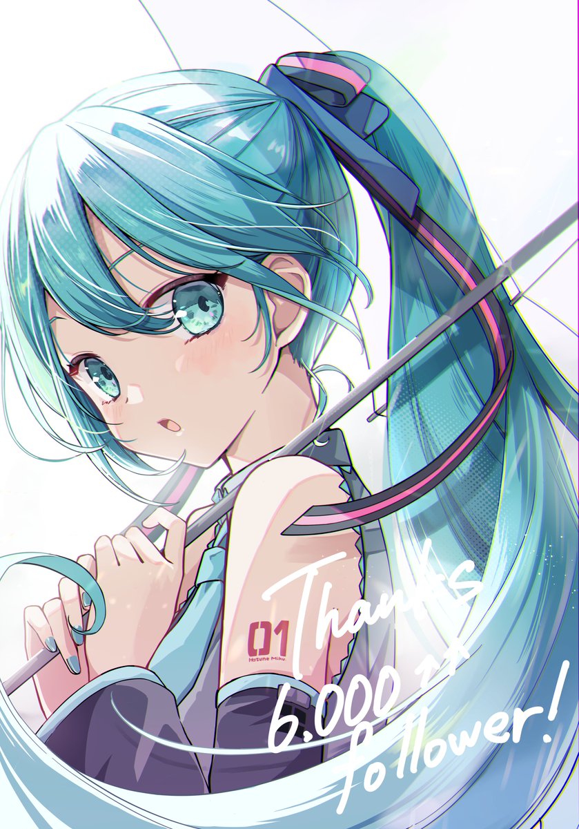 初音ミク 「#初音ミク  ポニテミクさん。  いつも見てくださってありがとうございます」|凪兎ふう│nagito fuuのイラスト