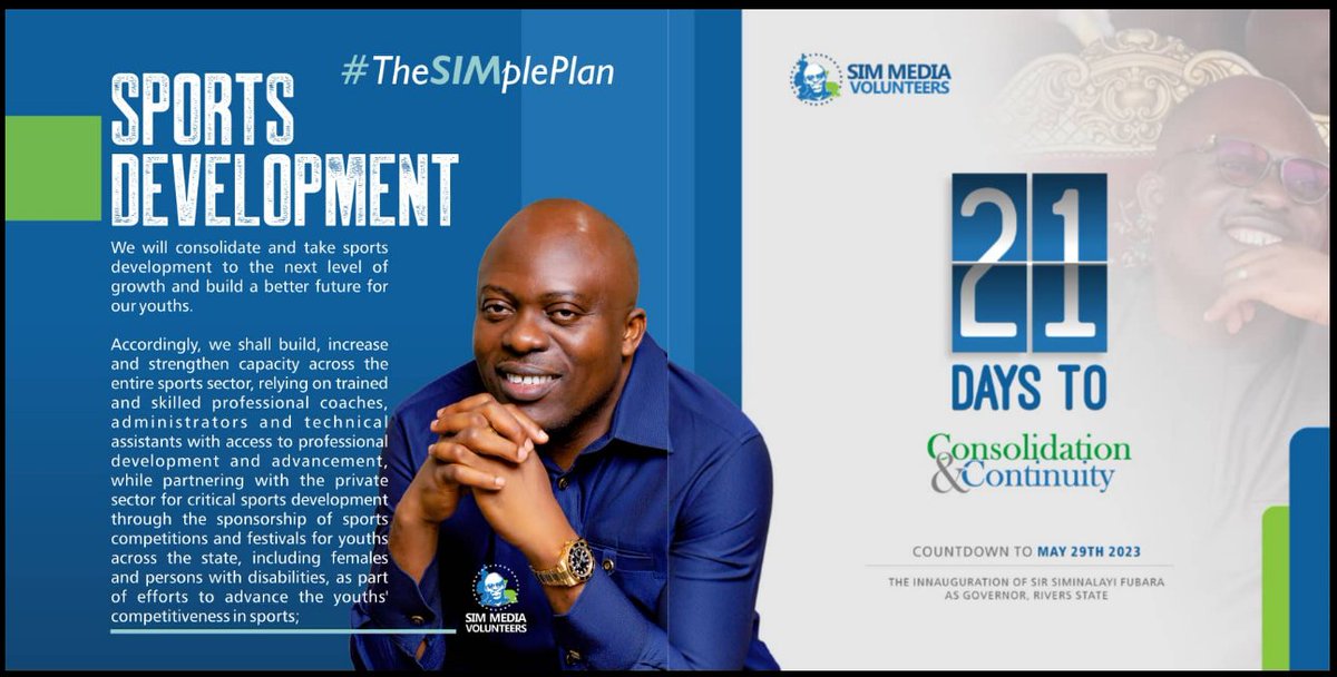 Bstilito's tweet image. #NEWStable

#TheSIMplePlan 21 days to #ConsolidationAndContinuity

RIVERS STATE SPORTS DEVELOPMENT!

Gov Wike did well to advance sports development in the State.

We'll consolidate &amp;amp; take sports 
development to the next level of growth...
m.facebook.com/story.php?stor…