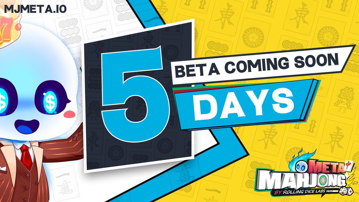 Ready to play the first-ever riichi #Mahjong game on the blockchain?
Great news! Our #BETA version has a set release date: this Friday,  the 12th!🎉

We'll be offering lots of rewards to players who join - any  guesses on what they might be?🎁
#whitelist #LaunchEvent #Giveaway