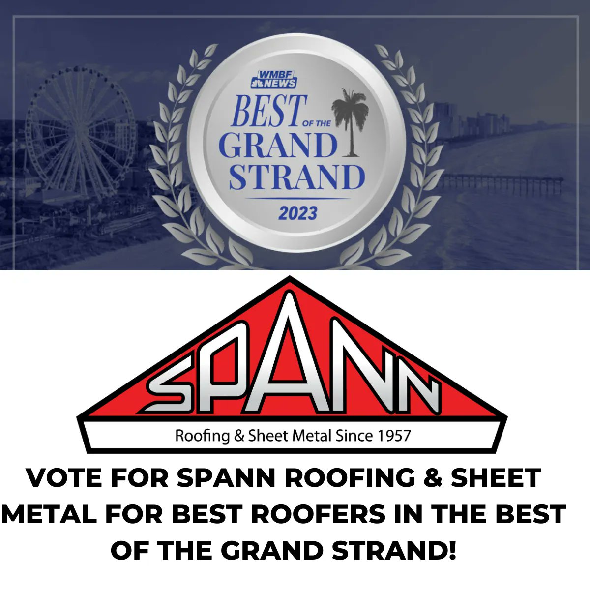 SpannRoofing's tweet photo. Vote for Spann Roofing &amp; Sheet Metal! Vote everyday! Spread the word! https://t.co/n10ajsVMJV https://t.co/gRZFvomQTd