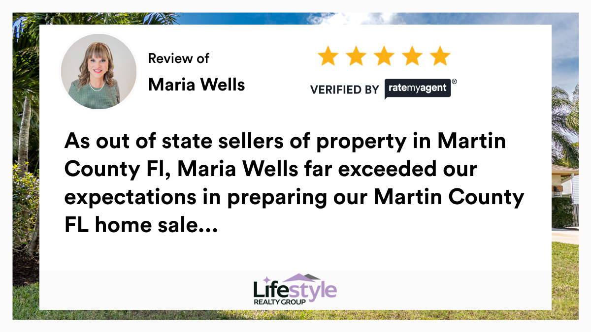 MariaSWells's tweet photo. My latest RateMyAgent review in Jensen Beach.
 BK453658
https://t.co/KdSdkmufB5

...
#ratemyagent #realestate #Lifestyle_Realty_Group https://t.co/tMFlVntY3C