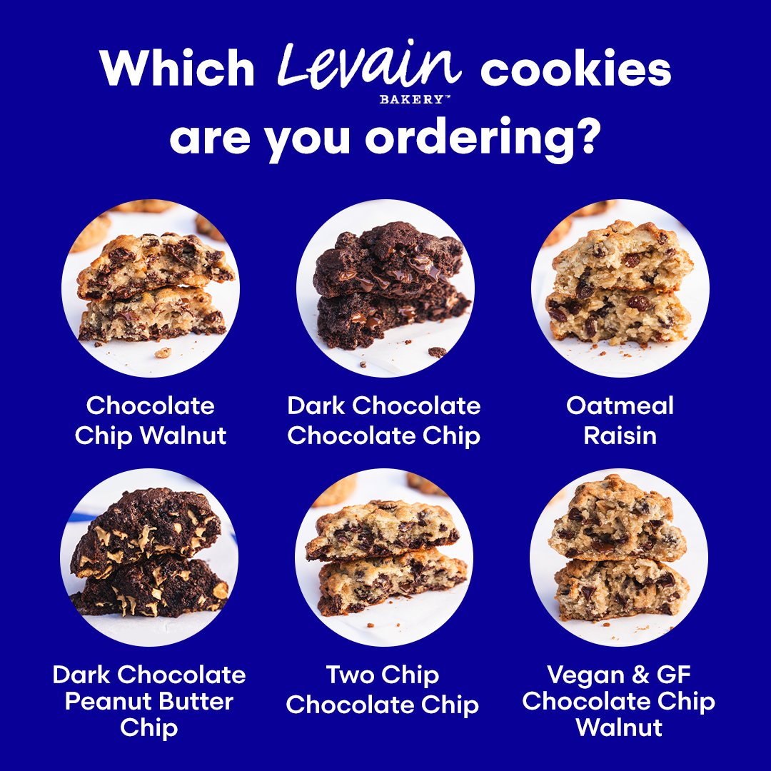 Just got some sweet news: @LevainBakery is now on Grubhub! Tweet us your top 3 cookies and we might cover your cravings. 🍪