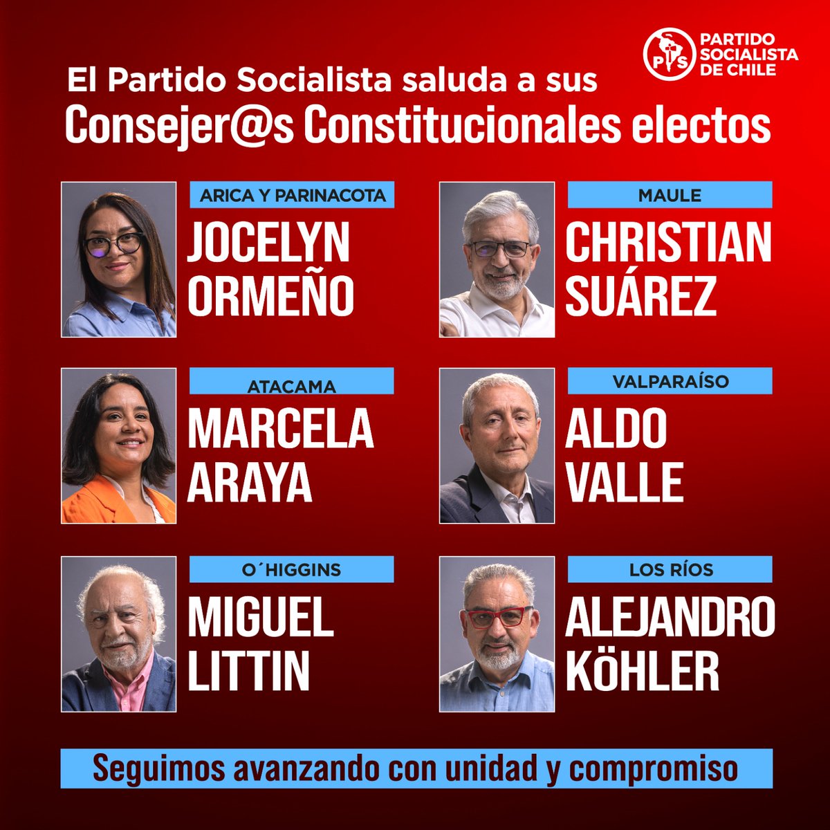 Felicitamos a nuestras consejeras y consejeros electos, quienes enfrentarán con decisión la tarea de promover una Constitución moderna, justa y democrática #EleccionConsejoConstitucional