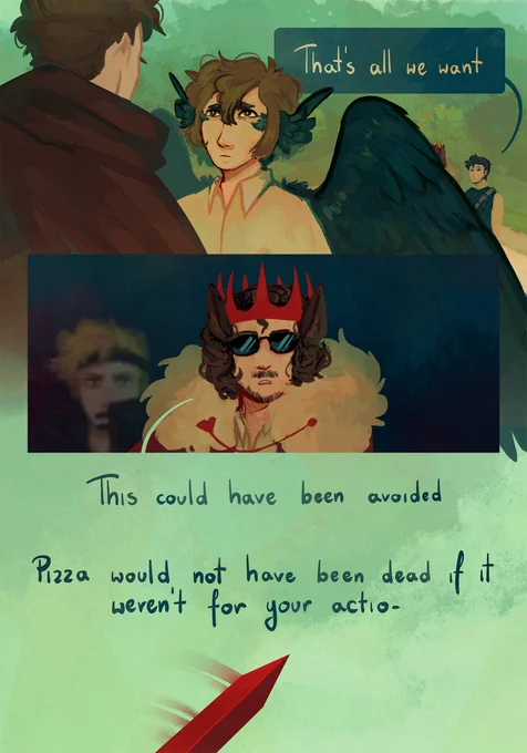 Part 2 of the prologue comic for the #palewhitehorseau! (also once again huge thank you to  who let me steal some dialogue for this comic)  [1/5]  #3rdlifefanart #traffictwt  // blood tw