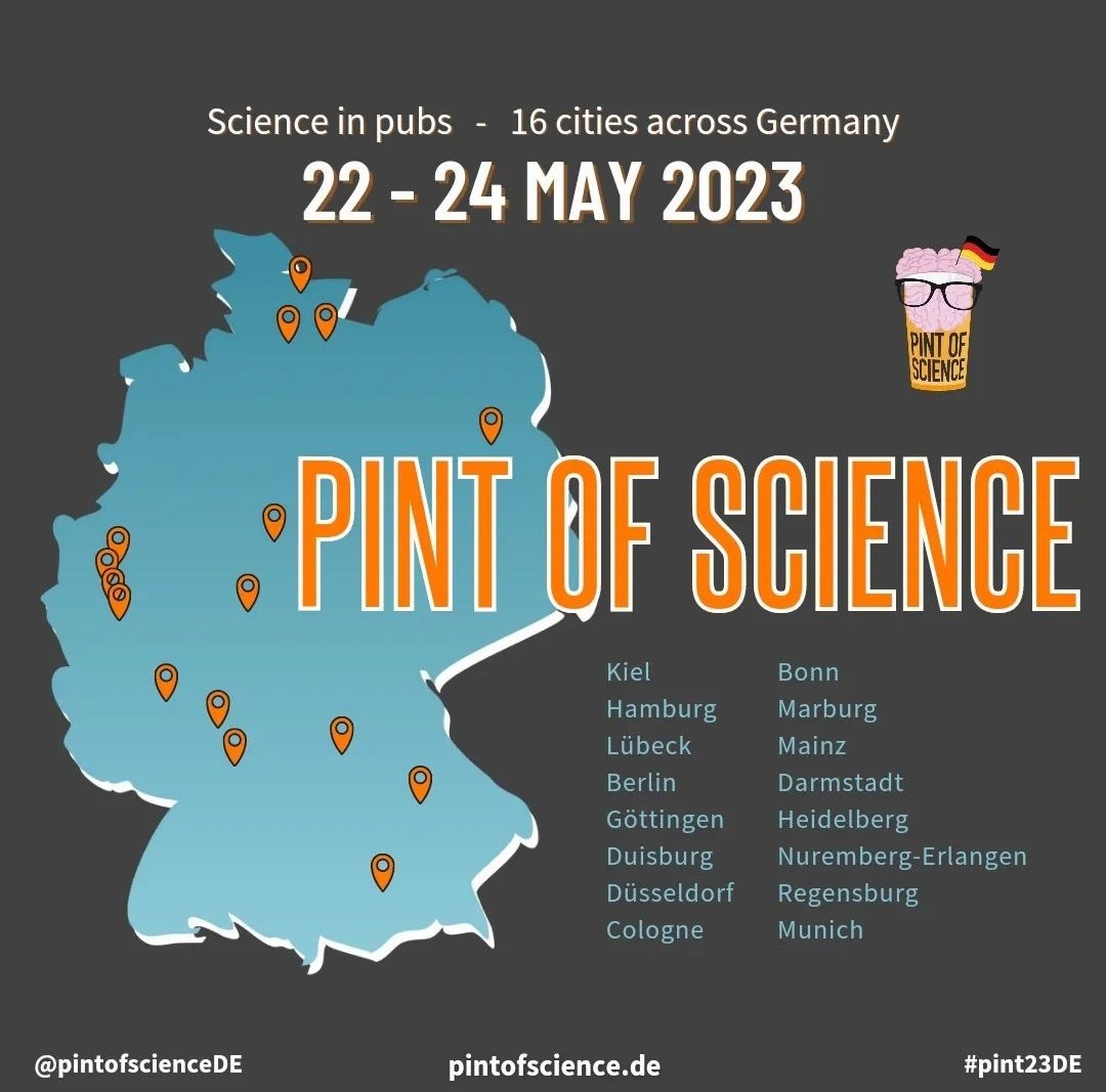 Are you curious about #PintOfScience?

Book your tickets today and join #Pint23DE in your city. We will be in #Berlin and are looking forward to seeing many of you there.

Learn more at: pintofscience.de/?fbclid=PAAaYt…