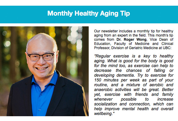 Delighted to provide the monthly healthy #aging tip for the May issue of the #UBC Edwin S.H. Leong Healthy Aging Program Newsletter. #health @UBCAging @UBCmedicine