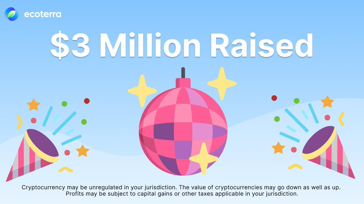 eth20tokenCC's tweet image. 🎉🎙️Great news! 

We've raised over $3 MILLION in our $ECOTERRA token #Presale! 

Thank you to everyone who has supported our mission towards a greener future 💰🌱

Join us today and be a part of the movement! 

bit.ly/EcoTerraTW

#Crypto #GreenFinance