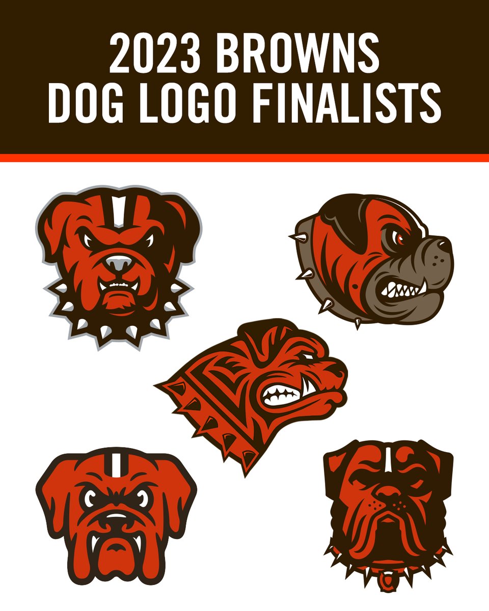 Browns's tweet photo. Alright, to sum it up, here are the 5️⃣ finalists to become our new official dog logo! The next round of voting begins Wednesday 🦴 https://t.co/Non04jQKar