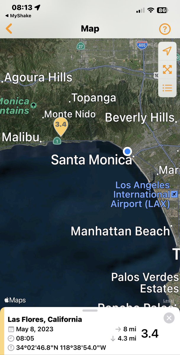 Yes, that was an earthquake in Santa Monica. 

Actually on the Malibu side of the Bay. North of Topanga Canyon. 

☘️

#Quake #EarthQuake