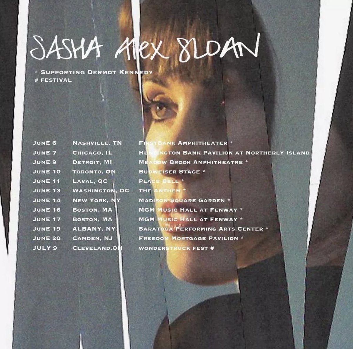 Novas datas da turnê da Sasha! Dessa vez abrindo para o cantor Dermot Kennedy. 🔥