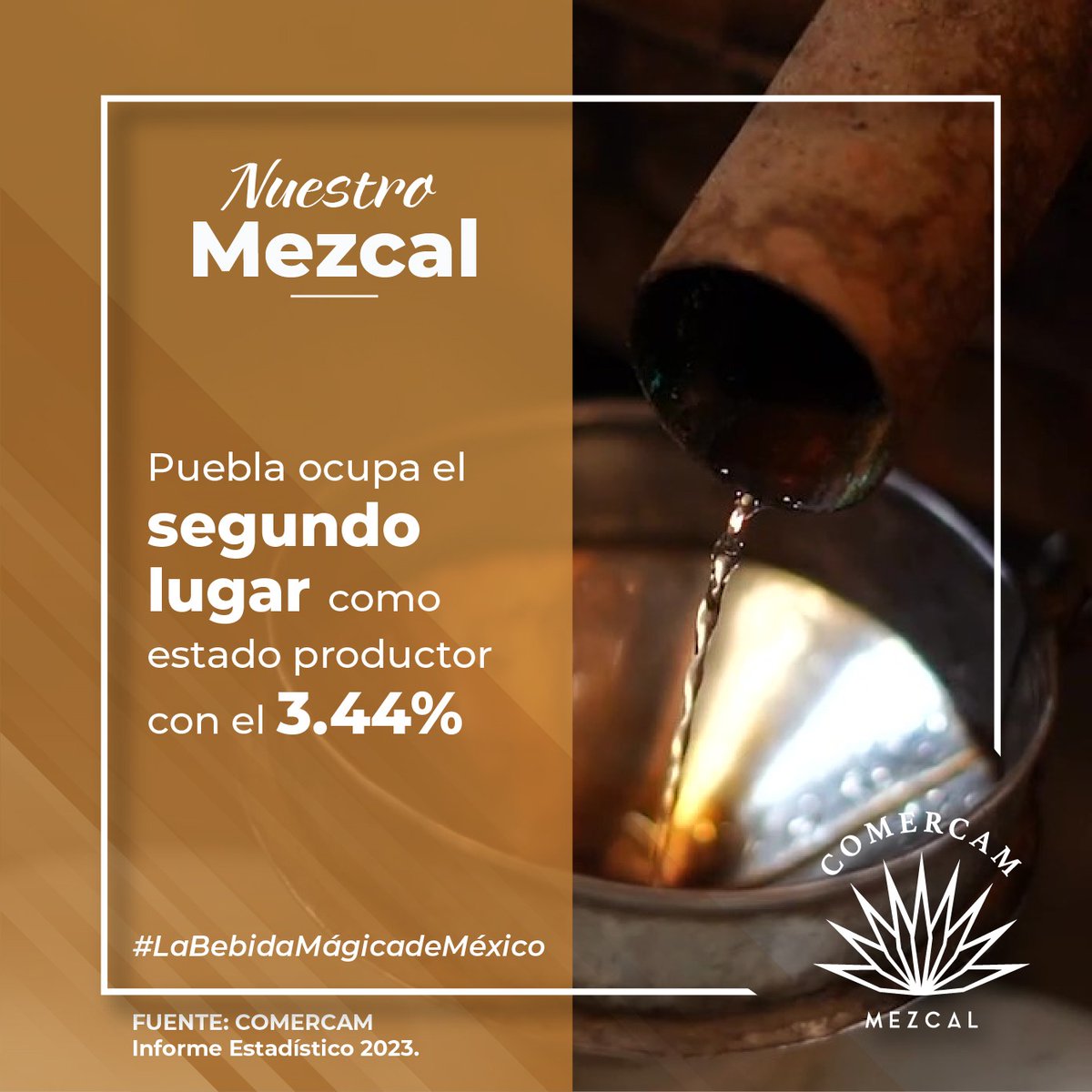 𝗡𝗨𝗘𝗦𝗧𝗥𝗢 𝗠𝗘𝗭𝗖𝗔𝗟
En 2022 el estado de Puebla se situó en el segundo lugar como estado productor con el 3.44% de la producción nacional
'Mezcal: #LaBebidaMágicadeMéxico'
#Comercam #Indicadores2022 #NuestroMezcal #DenominaciónDeOrigen #Puebla #PueblaMezcal #MezcalPoblano