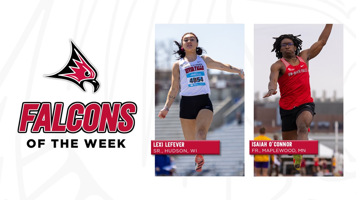 UW-River Falls Athletics (@uwrffalcons) on Twitter photo ๐๐ฎ๐น๐ฐ๐ผ๐ป๐ ๐ผ๐ณ ๐๐ต๐ฒ ๐ช๐ฒ๐ฒ๐ธ
<a href="/UWRFTrack/">UW-River Falls XC/TF</a>'s Lexi LeFever and Isaiah O'Connor both won the long jump at the WIAC Outdoor Championships over the weekend in Whitewater.
#FFT ๐๐ฎ๐น๐ฐ๐ผ๐ป๐ ๐ผ๐ณ ๐๐ต๐ฒ ๐ช๐ฒ๐ฒ๐ธ
<a href="/UWRFTrack/">UW-River Falls XC/TF</a>'s Lexi LeFever and Isaiah O'Connor both won the long jump at the WIAC Outdoor Championships over the weekend in Whitewater.
#FFT