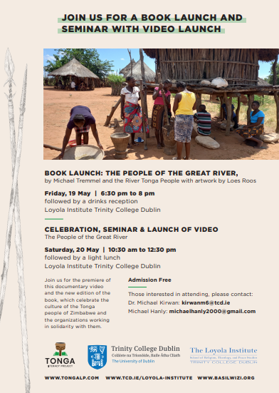 ConcernMichael's tweet photo. @ZimbabweansInI1  
THE PEOPLE OF THE GREAT RIVER- Invitations:
- launch of new book/drinks reception on Fri 19 May at 6:30pm
- Seminar/ new video launch, then light lunch on Sat 20 May at 10:30am

Venue: Trinity College
https://t.co/UINIkTYR5K

Book: michaelhanly2000@gmail.com https://t.co/1aF2lkm9Ug