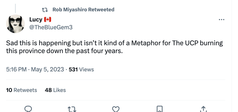 BrianJeanAB's tweet photo. People across Alberta are worried and scared right now.

I can tell you from deep personal experience with fire and flood that people don’t want or need any political game-playing at a time like this. 

I had hoped we could all put partisanship aside and deal with these wildfires together, but I’ve noticed several NDP candidates and their surrogates sharing disgusting tweets over the past several days and enough is enough. 

This is not the time. 

30,000 Northern Albertans are suffering right now. These NDP candidates and their surrogates should do the right thing and apologize so we can move forward. 
Put away the Twitter BS on the wildfires and try to be a decent human being for a while. 

If you can’t stay away from this topic, then leave Twitter and do something productive like volunteer at an evacuation shelter. #abvote #ableg #abpoli