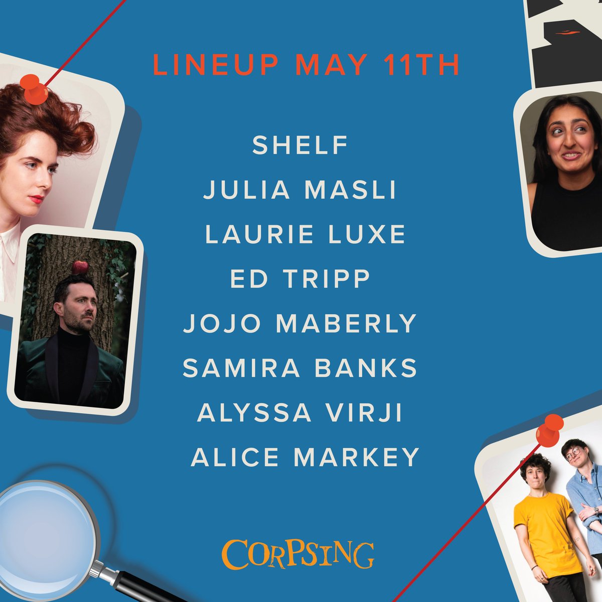 CorpsingComedy's tweet image. Corpsing, the murder mystery comedy night, is on again this Thursday in South London! Can the audience solve the case?!

Some free tickets still available! tinyurl.com/Corpsing