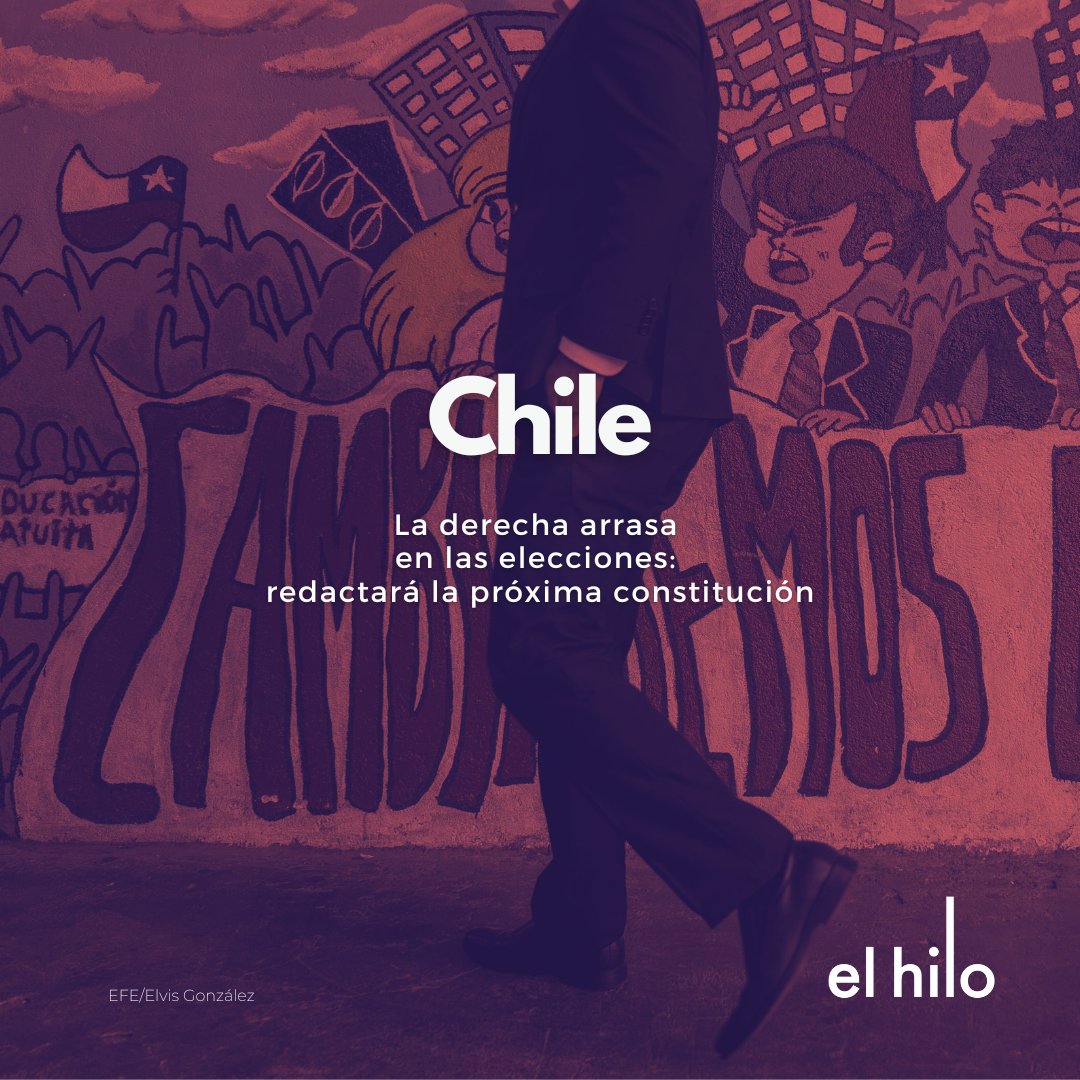 elhilopodcast's tweet photo. La derecha obtuvo el 56,5% de los votos en la elección de redactores de una nueva Carta Magna para Chile. El camino a dejar atrás la constitución pinochetista, decidido en 2020 por casi el 80% del padrón electoral tras un estallido social, ha sido complejo.
#SiguiendoElHilo
🧵🔻 https://t.co/qugdUFNoQo