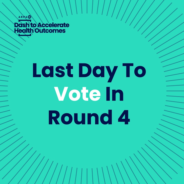polyplexors's tweet image. Final day to vote in Round 4 of the #ARPAHDash! Make sure to cast votes for your favorite ideas to help them advance to the Semifinals. Polyplexus.com/HealthDash.
#Polyplexus #Vote #VoteNow #Health #Healthcare #TransformHealth