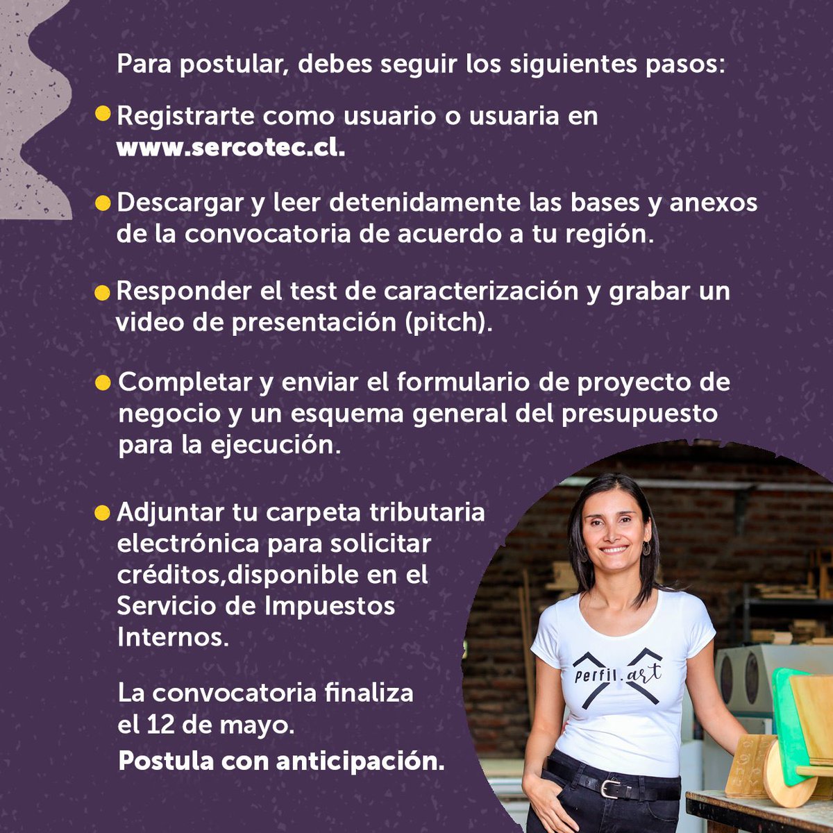 Pon mucha atención al siguiente #SercotecTeresponde 🔍 Con el  #FondoCrece📈podrás financiar acciones de gestión empresarial e inversiones por $5 millones.

Descarga las bases del #FondoCrece📈 de acuerdo a tu región en sercotec.cl Postula hasta el 12 de mayo.