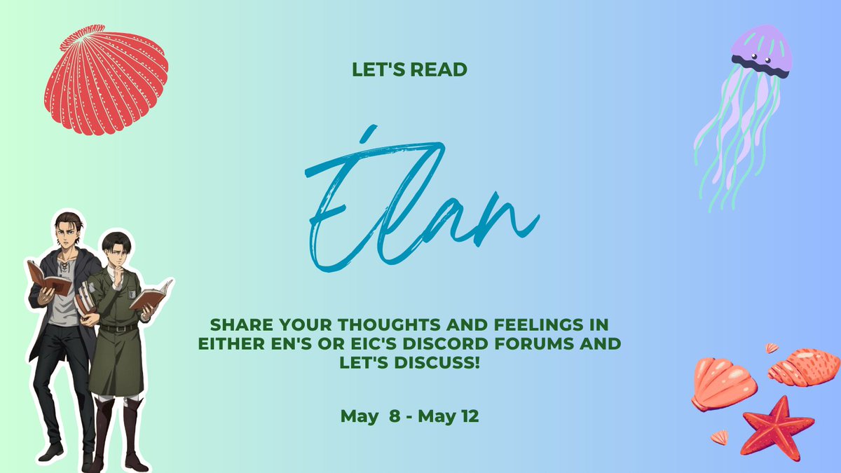 Ereri_Nation's tweet photo. Our next mermay fic is Elan by FairyGardenCorgis! Since it's quite a long one, we'll be reading roughly the first 50k as part of the fanfic club, so don't worry about rushing to finish it. Also, please mind the tags as the fic contains triggering content! 🌊🧜‍♂️ https://t.co/2eTZ0Hi2cw