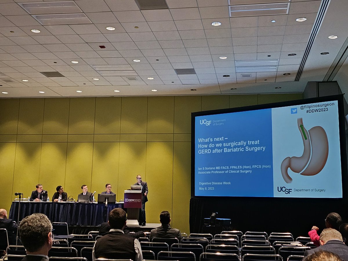 Battle of the bulge Vs. the burn: Gastric bypass Vs. Anti-reflux surgery to cure GERD Thanks to the amazing presenters & moderators of this debate session @KEGibbsMD @SMJohnsonMD @FilipinoSurgeon @chrisducoin @MSMEDU @UCSFSurgery @USFsurgery #SSAT2023 #DDW2023