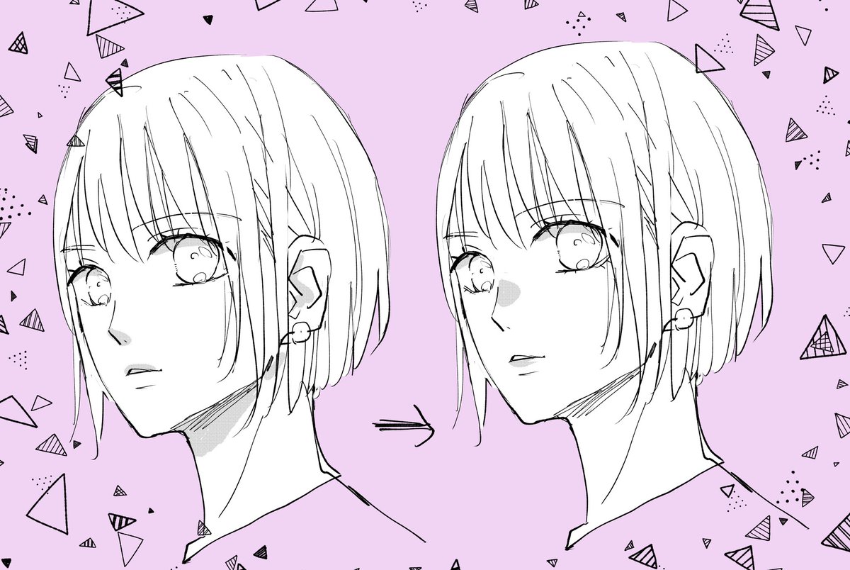 下まぶたの描き方、口、鼻のトーンの位置で
今っぽさが出る気がする。たぶん。 https://t.co/kILMTCrgaM