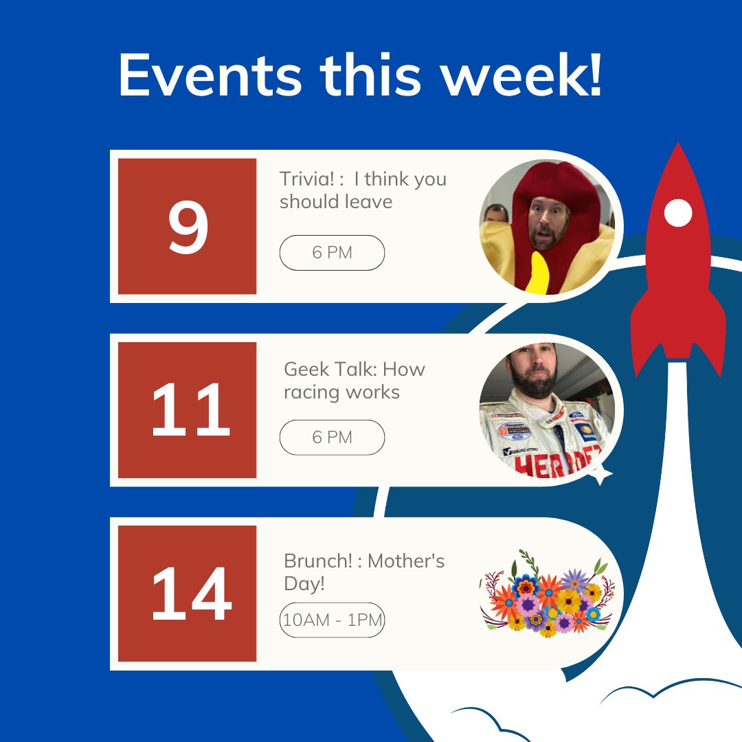 Fun on tap for this week!

Trivia, Geek Talk, Mother's Day Brunch!

#vegan #itysl #trivia #Purdue #GreaterLafayetteIND #mothersday #Indy500