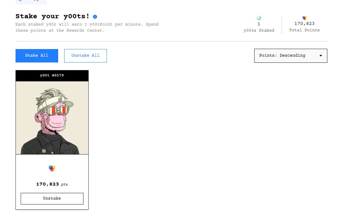 Staked my <a href="/y00tsNFT/">y00ts</a>. Thanks to brother <a href="/LambolandNFT/">L</a> for the alfa 🔥🤝x.com/LambolandNFT/s…