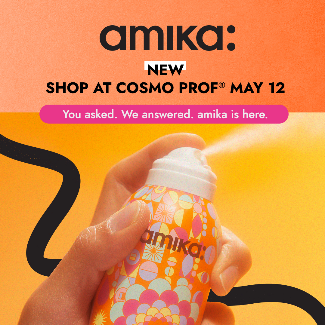 It was difficult to keep this a secret but the rumors were true!!!! 👀 @amikapro is FINALLY coming to Cosmo Prof in the US on May 12th! 🎉 🧡 #amika #amikapro #cosmoprofbeauty #licensedtocreate #hairstylist